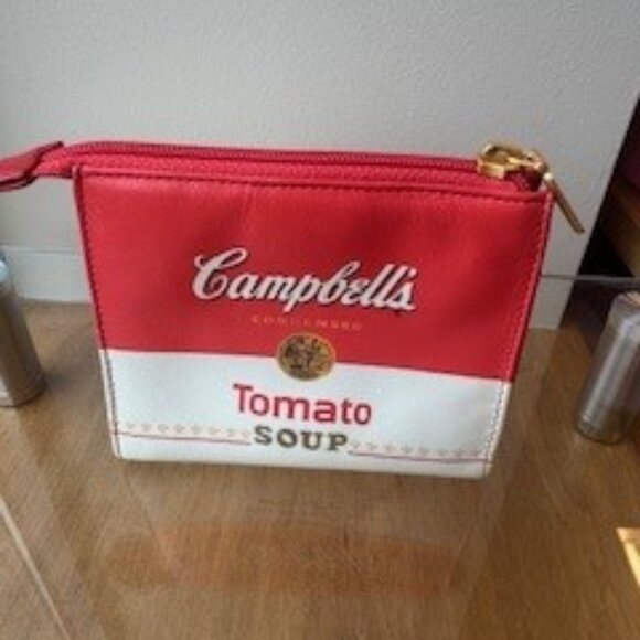 ICON Leather Campbell's Tomato Soup Pouch Cosmetic Bag Pop Art Retro - Picture 1 of 8